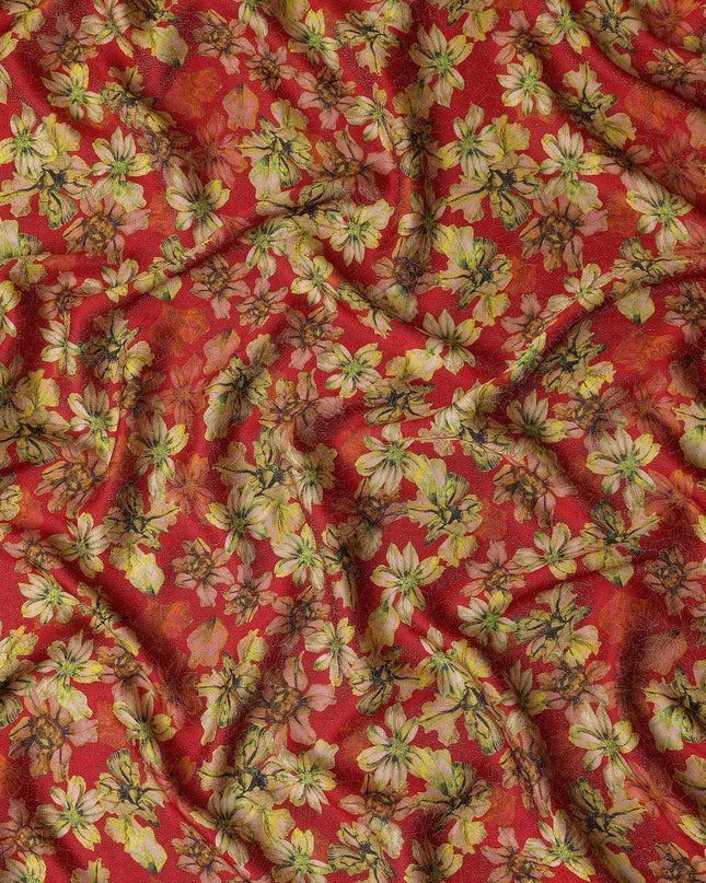 Cherry Red Viscose Crepe Printed Fabric 110cm