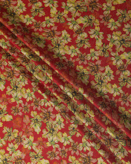 Cherry Red Viscose Crepe Printed Fabric 110cm