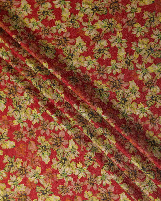 Cherry Red Viscose Crepe Printed Fabric 110cm