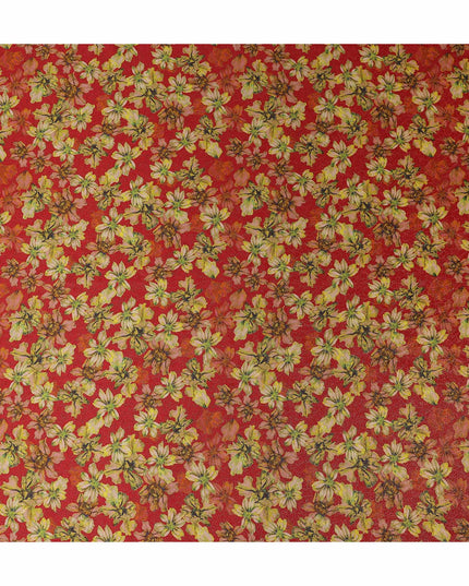 Cherry Red Viscose Crepe Printed Fabric 110cm