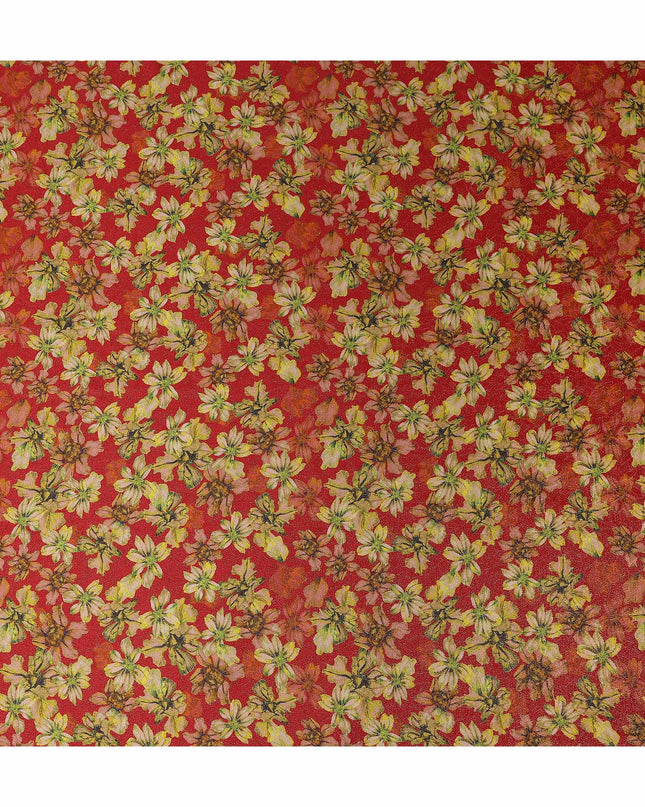 Cherry Red Viscose Crepe Printed Fabric 110cm