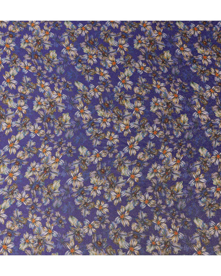 Indigo Purple Viscose Crepe Printed Fabric 110cm