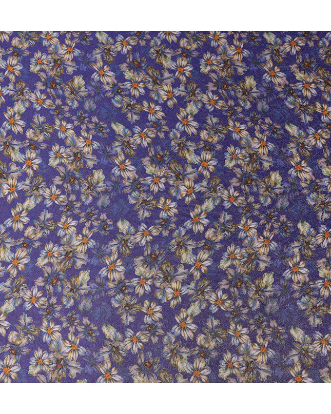 Indigo Purple Viscose Crepe Printed Fabric 110cm