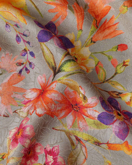 Dove Grey Viscose Crepe Printed Fabric 110cm