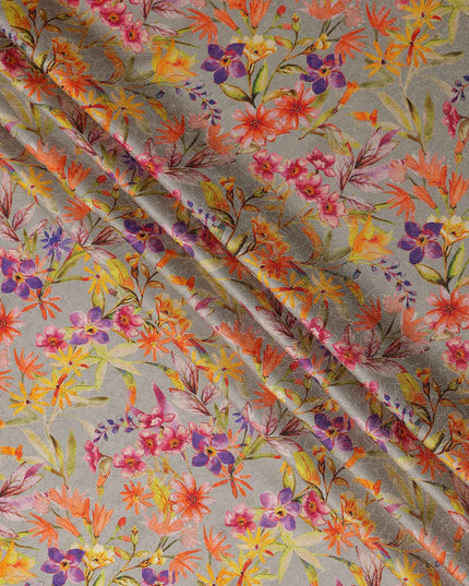 Dove Grey Viscose Crepe Printed Fabric 110cm