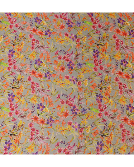 Dove Grey Viscose Crepe Printed Fabric 110cm