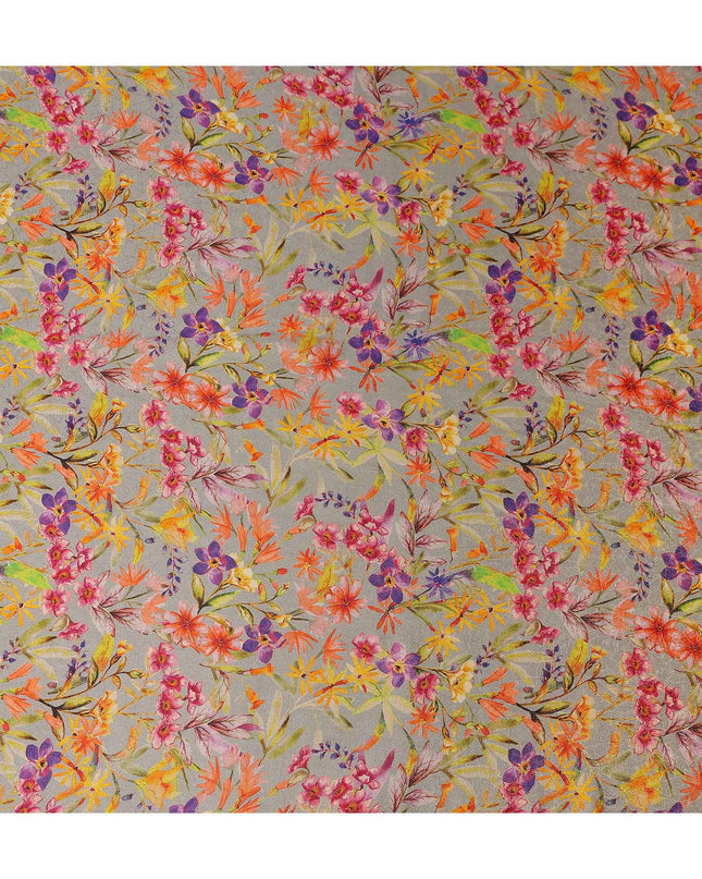 Dove Grey Viscose Crepe Printed Fabric 110cm