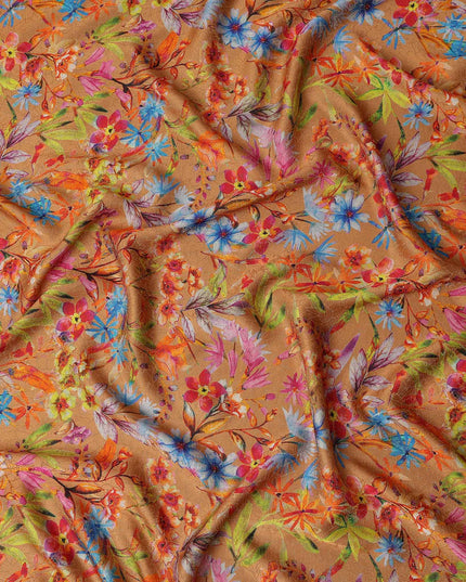 Camel Brown Viscose Crepe Printed Fabric 110cm