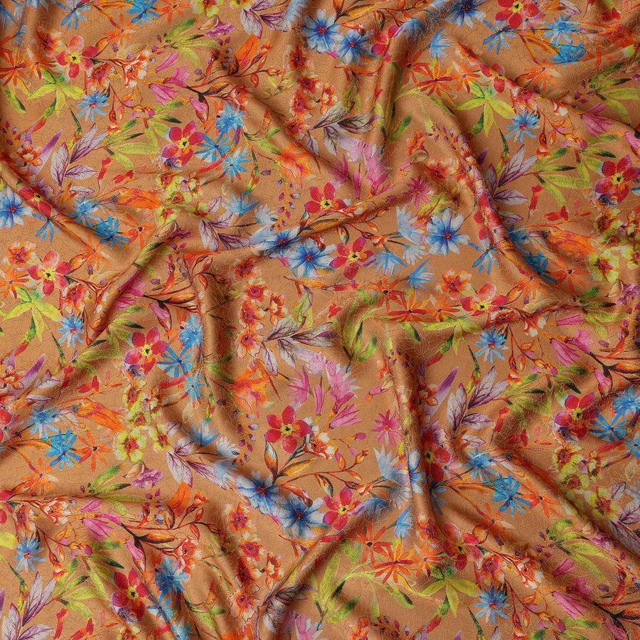 Camel Brown Viscose Crepe Printed Fabric 110cm