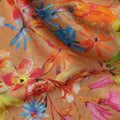 Camel Brown Viscose Crepe Printed Fabric 110cm