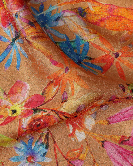 Camel Brown Viscose Crepe Printed Fabric 110cm
