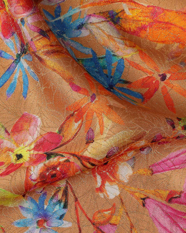 Camel Brown Viscose Crepe Printed Fabric 110cm