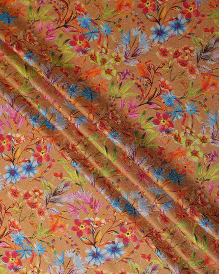 Camel Brown Viscose Crepe Printed Fabric 110cm