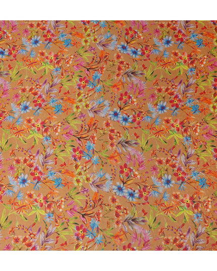 Camel Brown Viscose Crepe Printed Fabric 110cm