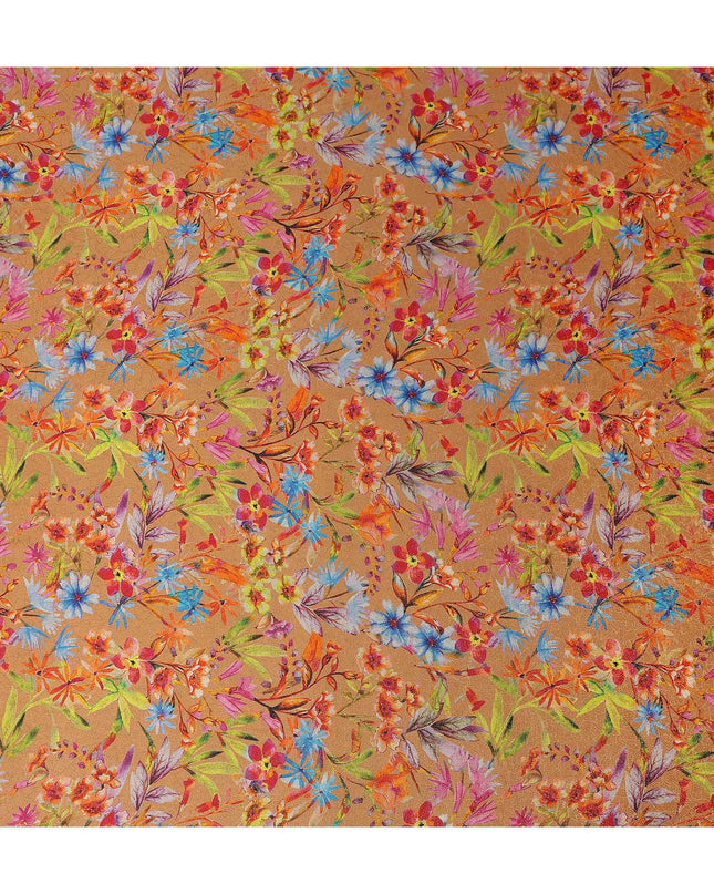 Camel Brown Viscose Crepe Printed Fabric 110cm