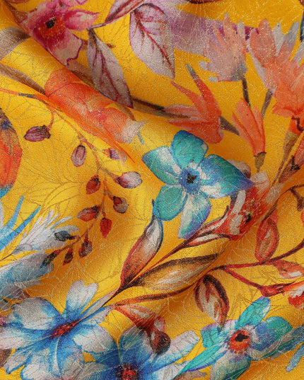 Marigold Yellow Viscose Crepe Printed Fabric 110cm