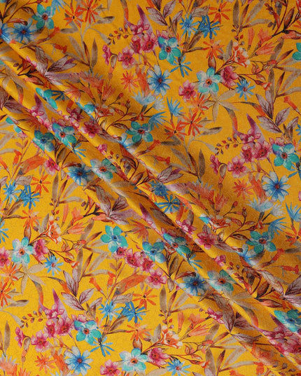 Marigold Yellow Viscose Crepe Printed Fabric 110cm