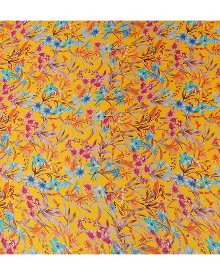 Marigold Yellow Viscose Crepe Printed Fabric 110cm