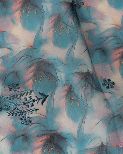 Blue Leaf Sudanese Cotton Voile Thobe