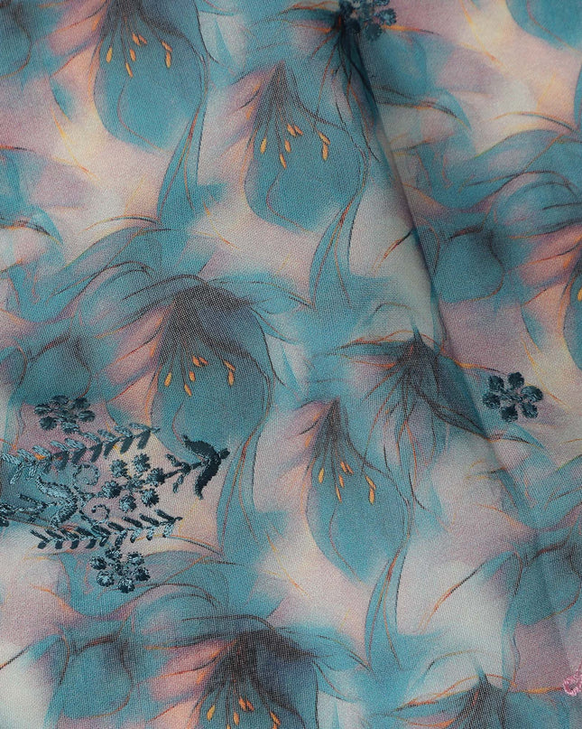 Blue Leaf Sudanese Cotton Voile Thobe