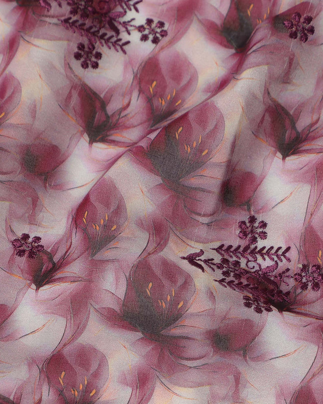 Pink Leaf Sudanese Cotton Voile Thobe