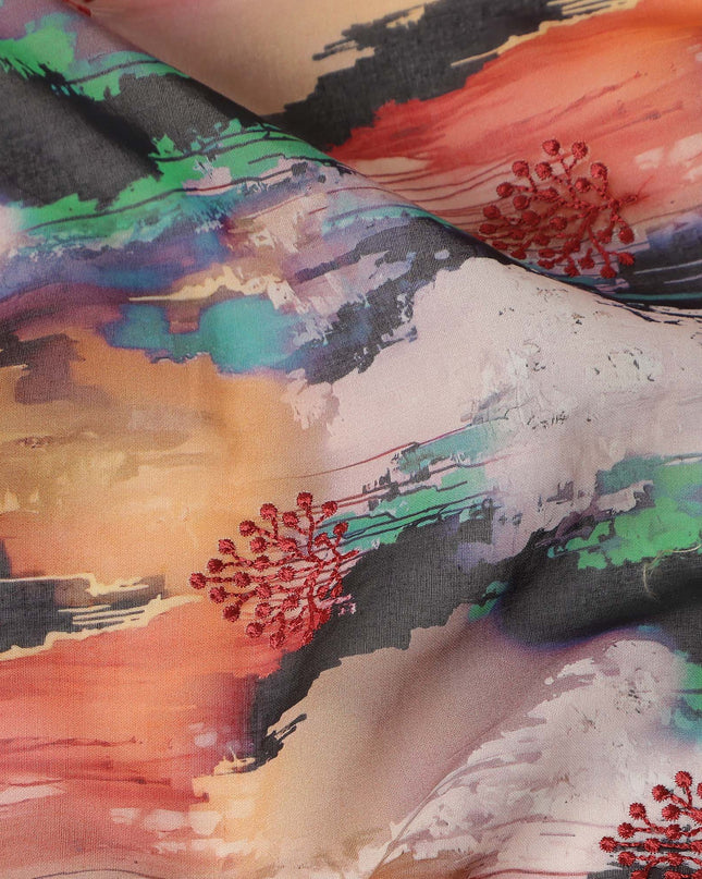 Multicolor Abstract Sudanese Cotton Voile Thobe