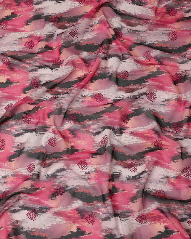Pink Abstract Sudanese Cotton Voile Thobe