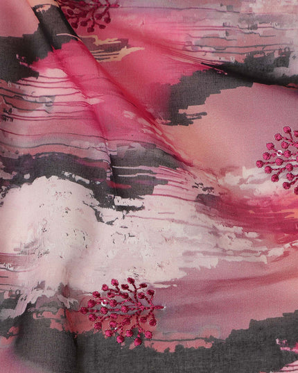 Pink Abstract Sudanese Cotton Voile Thobe