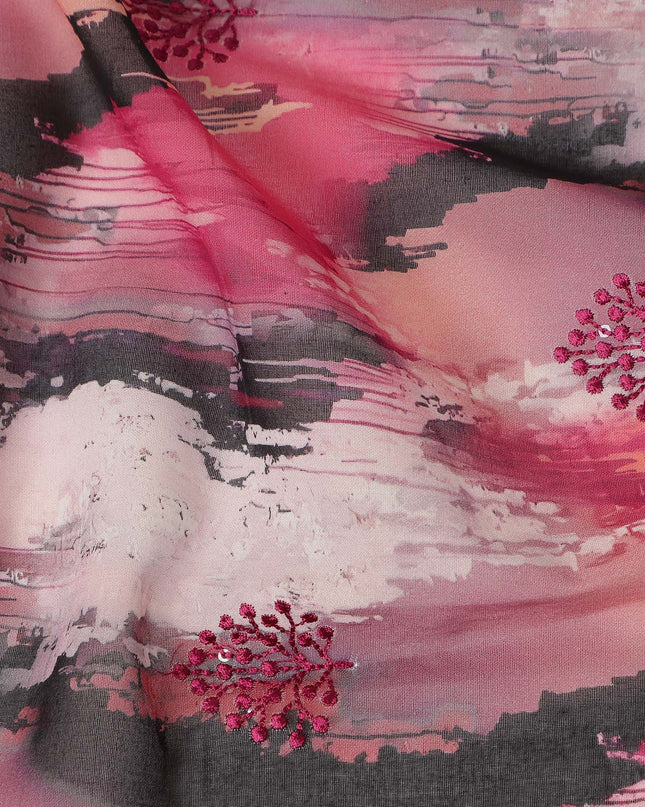 Pink Abstract Sudanese Cotton Voile Thobe