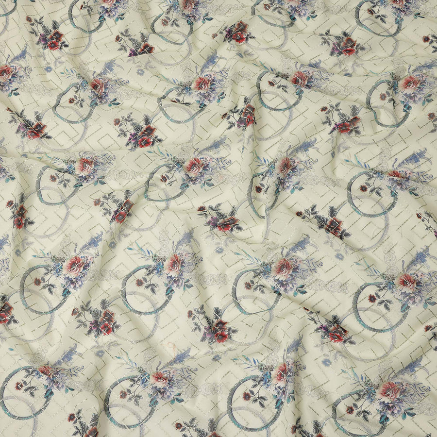Beige Bouquet Sudanese Cotton Voile Thobe