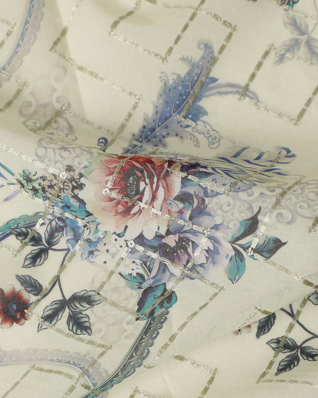 Beige Bouquet Sudanese Cotton Voile Thobe