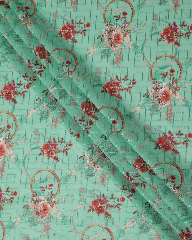 Green Bouquet Sudanese Cotton Voile Thobe