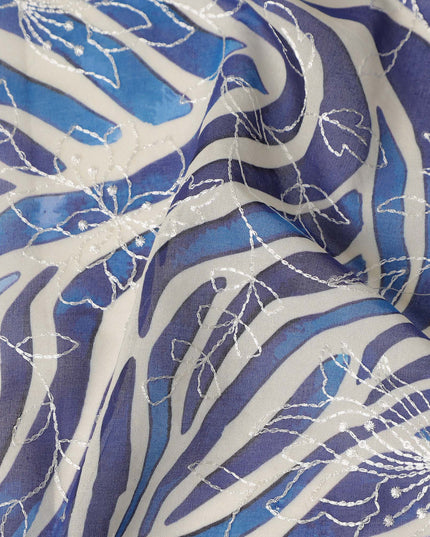 Blue Animal Skin Sudanese Cotton Voile Thobe