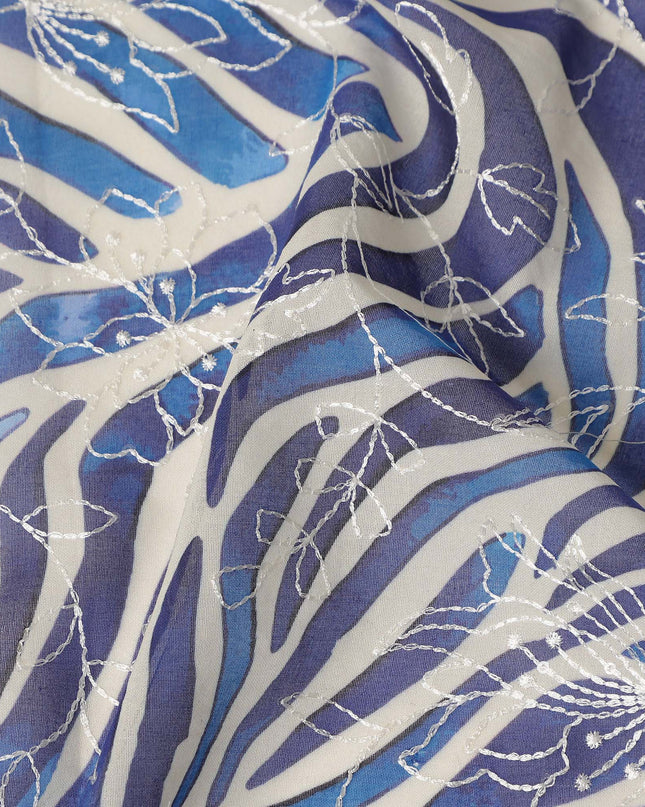 Blue Animal Skin Sudanese Cotton Voile Thobe