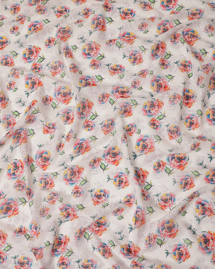 White Floral Sudanese Cotton Voile Thobe