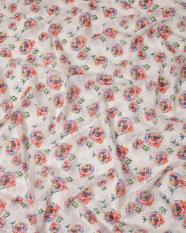 White Floral Sudanese Cotton Voile Thobe