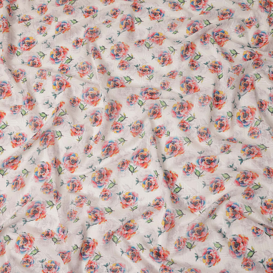 White Floral Sudanese Cotton Voile Thobe
