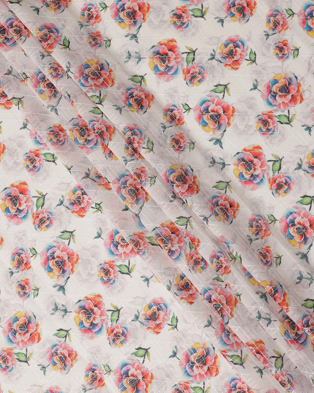 White Floral Sudanese Cotton Voile Thobe