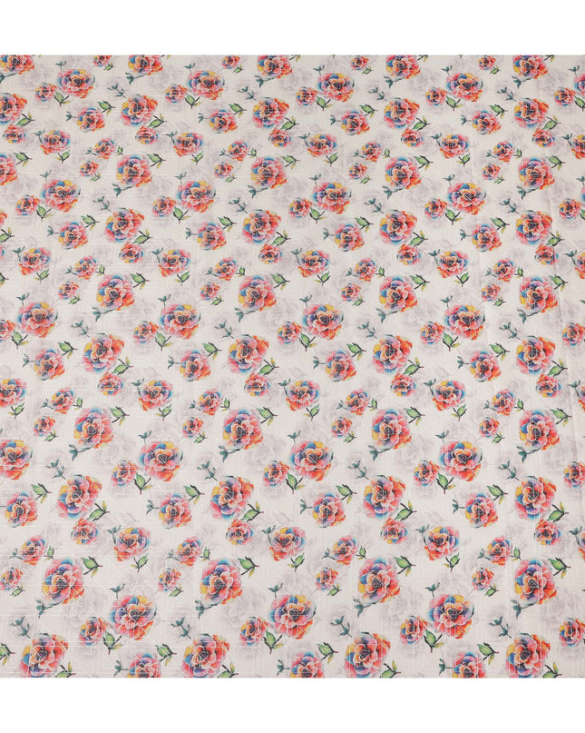 White Floral Sudanese Cotton Voile Thobe