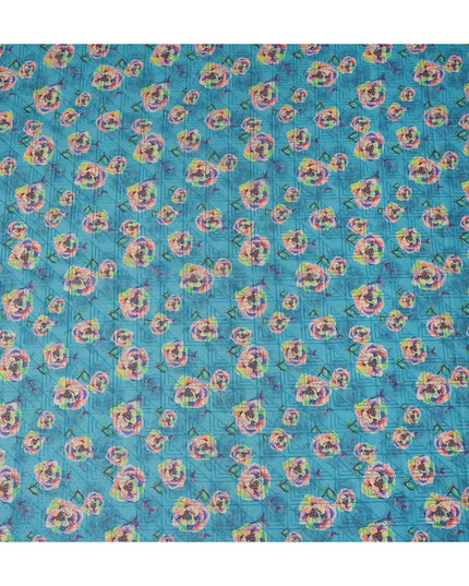 Blue Floral Sudanese Cotton Voile Thobe