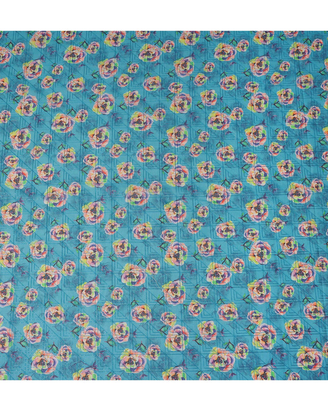 Blue Floral Sudanese Cotton Voile Thobe