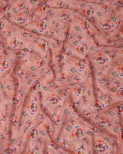 Pink Floral Sudanese Cotton Voile Thobe