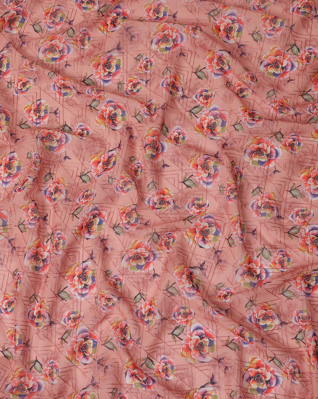 Pink Floral Sudanese Cotton Voile Thobe