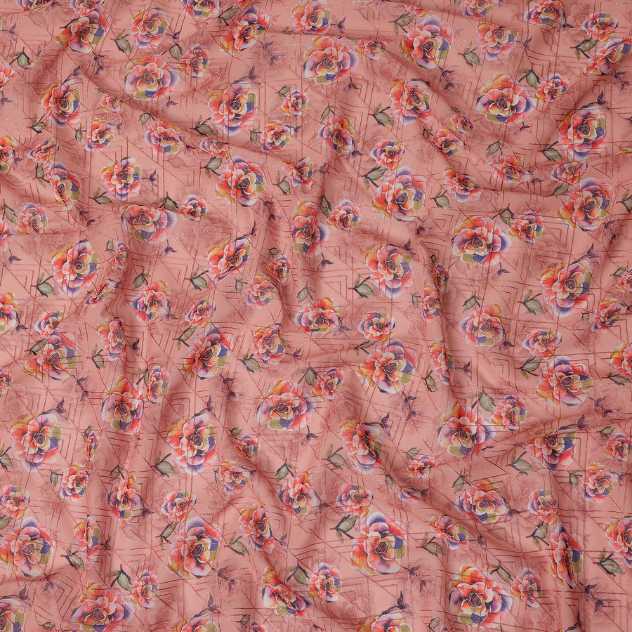 Pink Floral Sudanese Cotton Voile Thobe