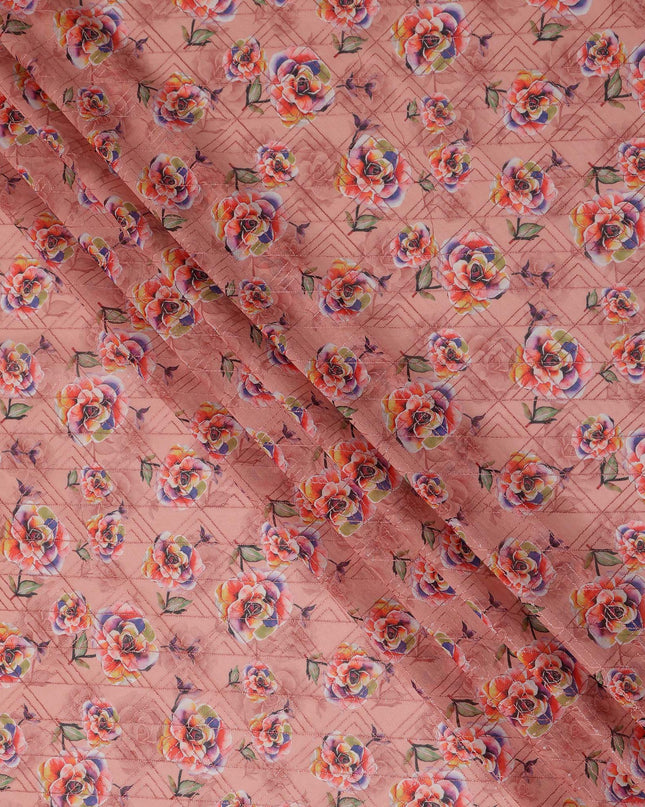 Pink Floral Sudanese Cotton Voile Thobe