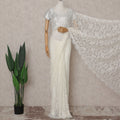 Ivory White Floral French Chantilly Lace Saree