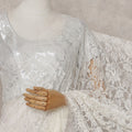 Ivory White Floral French Chantilly Lace Saree