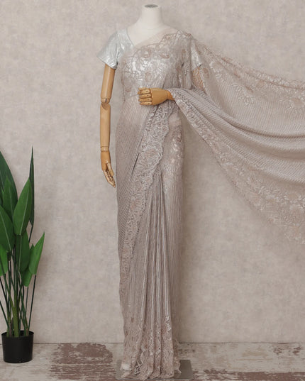 Pearl Blush French Chantilly Lace Saree 5.5m