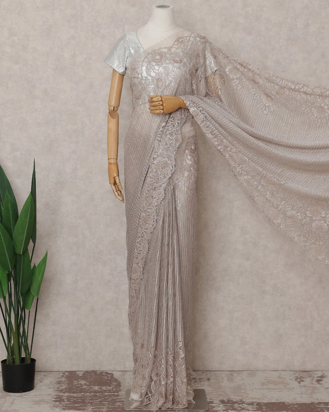 Pearl Blush French Chantilly Lace Saree 5.5m