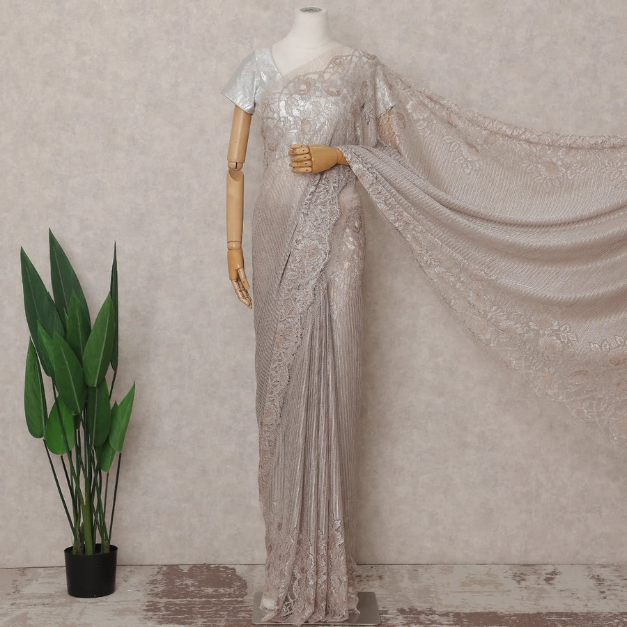 Pearl Blush French Chantilly Lace Saree 5.5m
